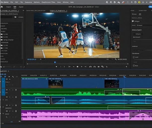 Actual sports editing-session screenshot from the Hylight deck