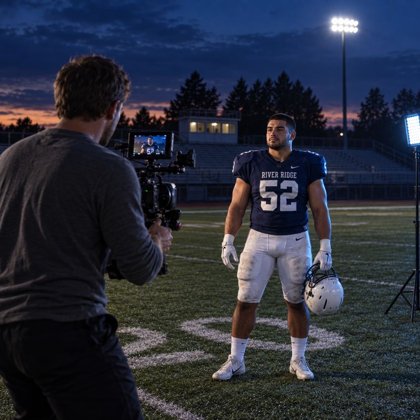 Football media-day shoot concept